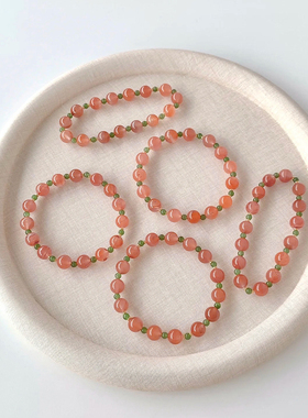 长安的荔枝同款碧玉冰飘南红手串宋式美学国风唯美手串新中式小众