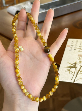 【小财霸】貔貅虎眼石黄水晶双圈水晶手串招财新中式早秋生日礼物