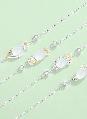 十二花神白玉髓手链女S925纯银新中式国风设计手饰礼物