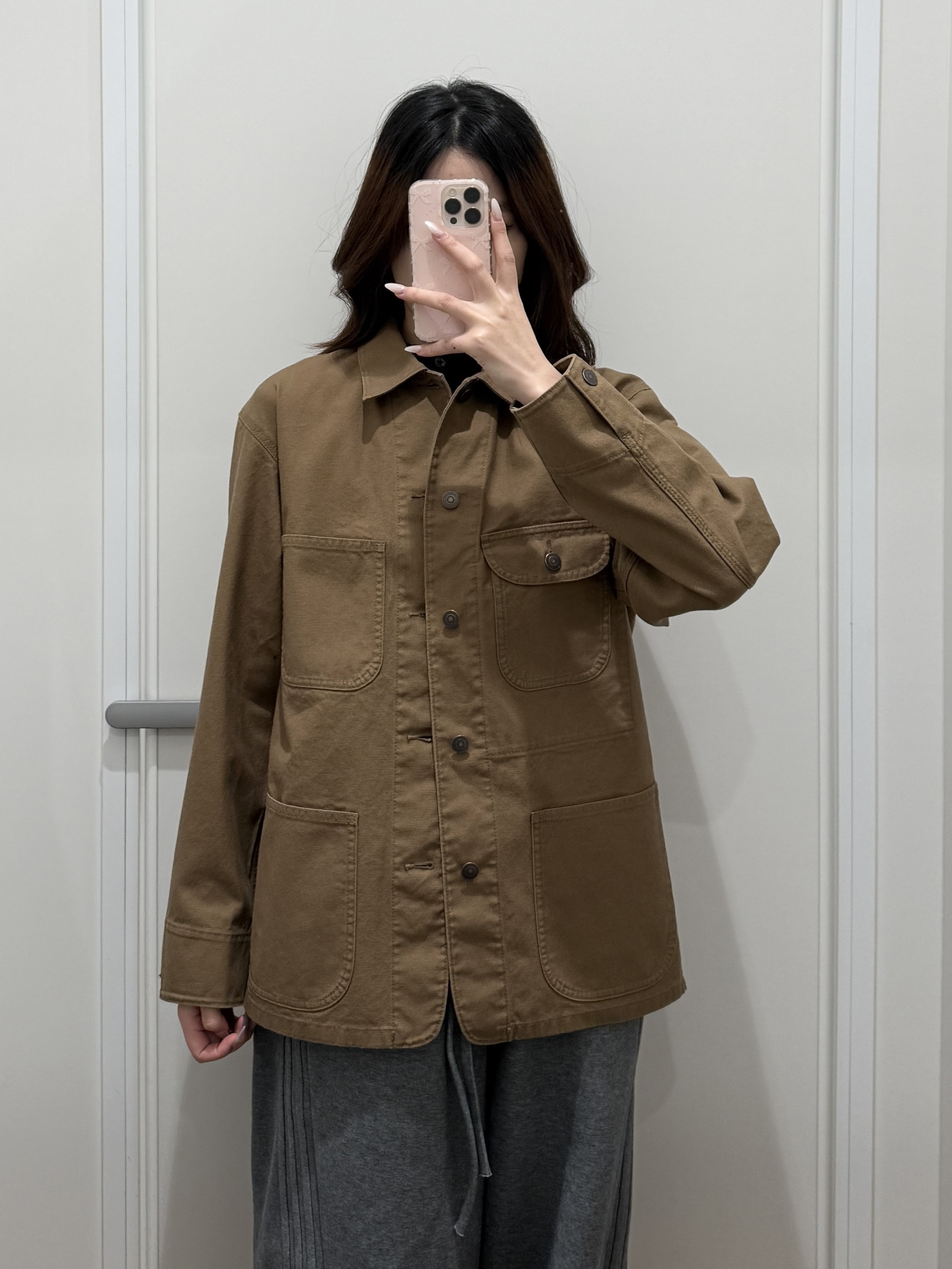 ^棵米0素家男女休闲全棉翻领宽松口袋工装长袖外套夹克上衣483819,淘宝优惠券,粉丝福利购,淘宝优惠卷