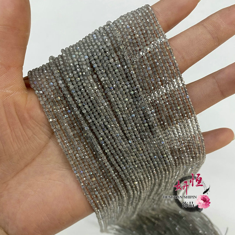 天然水晶3mm圆珠切面串珠 闪光石 天河石散珠diy古风饰品材料配件 - 图3