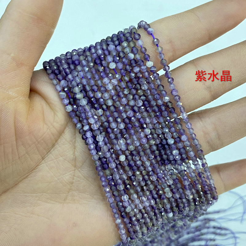 天然水晶3mm圆珠切面串珠 闪光石 天河石散珠diy古风饰品材料配件 - 图1