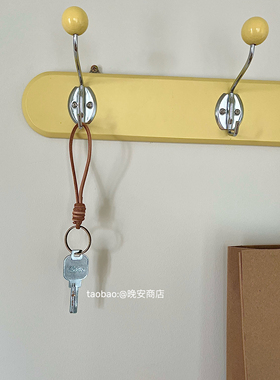 新品限时八折 复古牛皮绳钥匙扣挂件手工编织钥匙圈五金锁扣