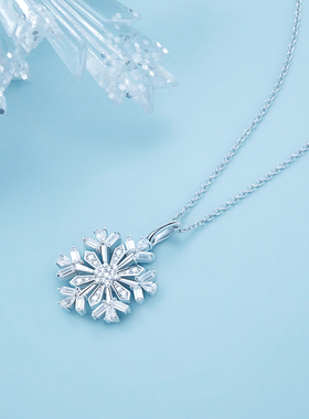 海盗船银饰漫舞雪花吊坠女锁骨链