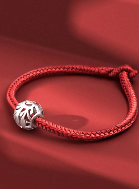 海盗船银饰红绳银手链女ins小众