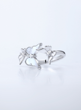 海盗船银饰蝶翎蝴蝶戒指女小众设计轻奢高级感2025年新款情侣对戒