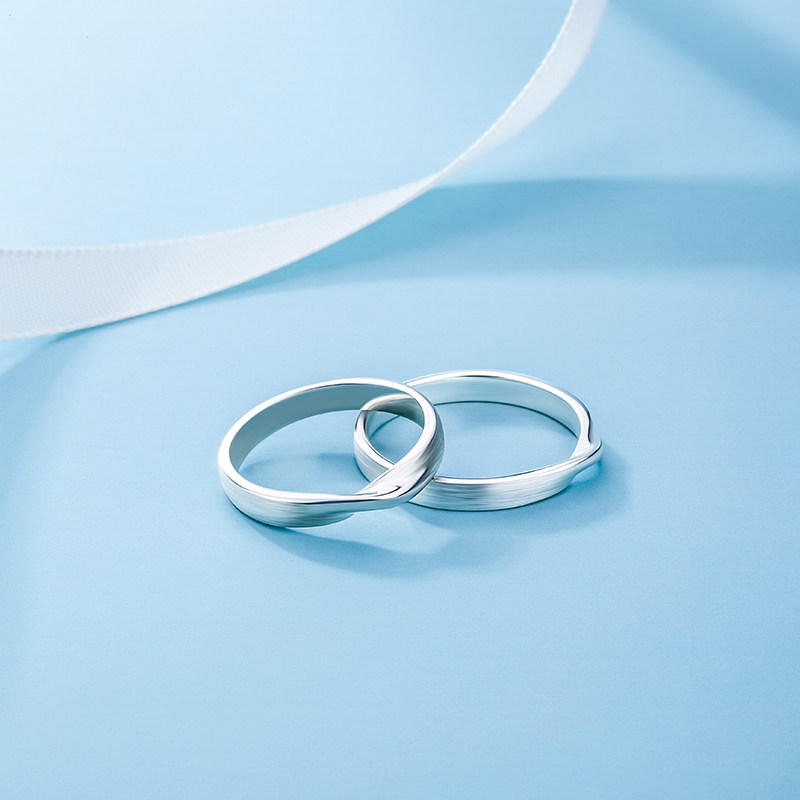 海盗船莫比乌斯环情侣925女银戒指 海盗船戒指/指环