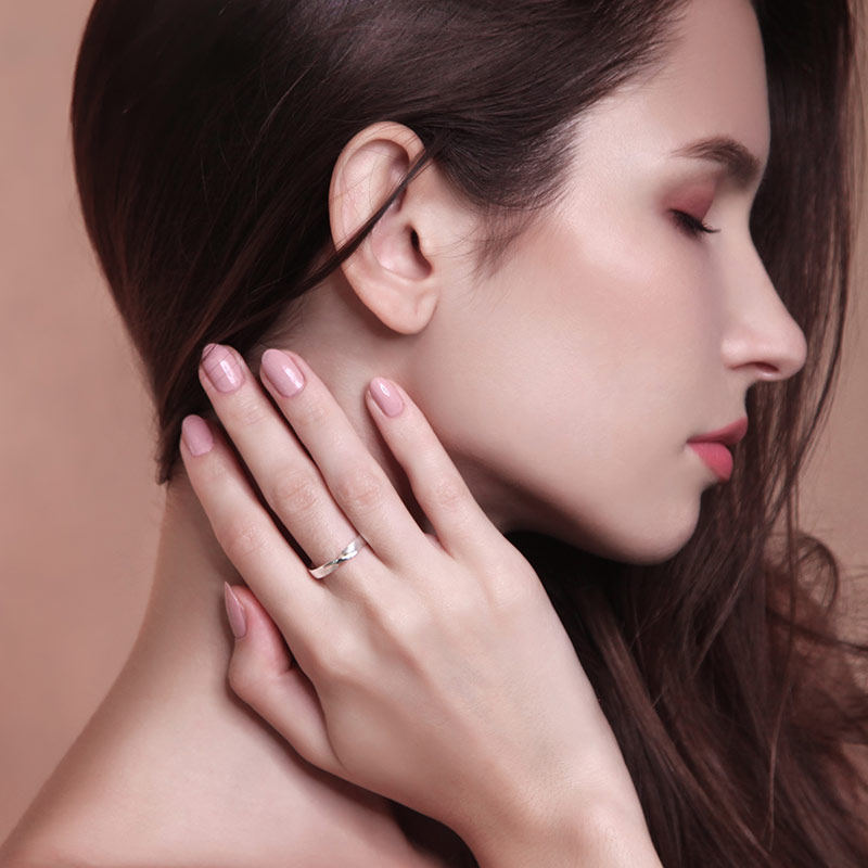 海盗船莫比乌斯环情侣925女银戒指 海盗船戒指/指环