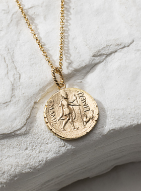 14K包金商神赫尔墨斯古币项链女