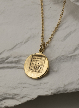 【古法打制币】古希腊太阳神 14K包金币项链女 复古硬币吊坠