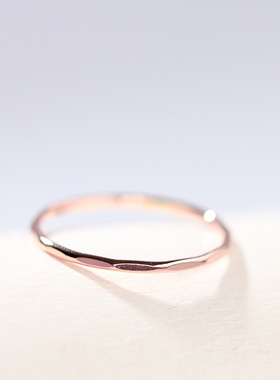 14K包金切面玫瑰金戒指细