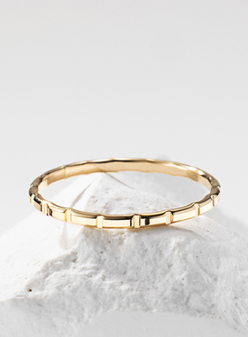 14K包金原始自然树纹戒指女