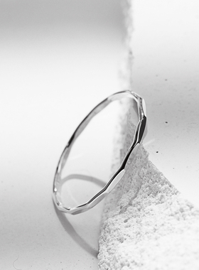 925纯银切面1mm尾戒指环女