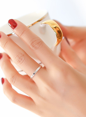 925纯银爱心素圈戒指环女 ins小指关节尾戒 小众设计戒指冷淡风