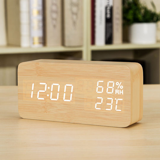 LED alarm clock night light temperature and humidity bedside table clock