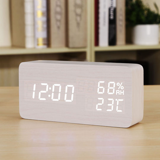 LED alarm clock night light temperature and humidity bedside table clock