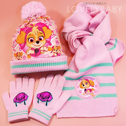 Флисовая шапка для мальчиков, шарф, перчатки, детский трикотажный демисезонный комплект, 3 предмета