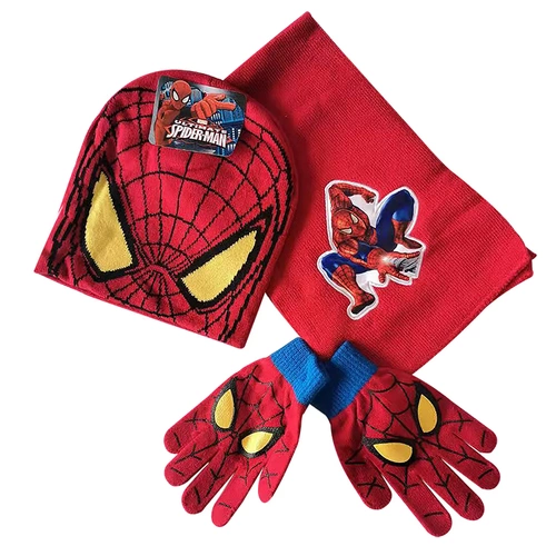 Шапка, шарф, перчатки, детский трикотажный демисезонный дорожный комплект, 3 предмета, подарок на день рождения