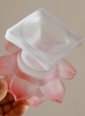琉璃莲花蜡烛台禅意茶道装饰室内新中式莲花香薰蜡烛灯座佛台供灯