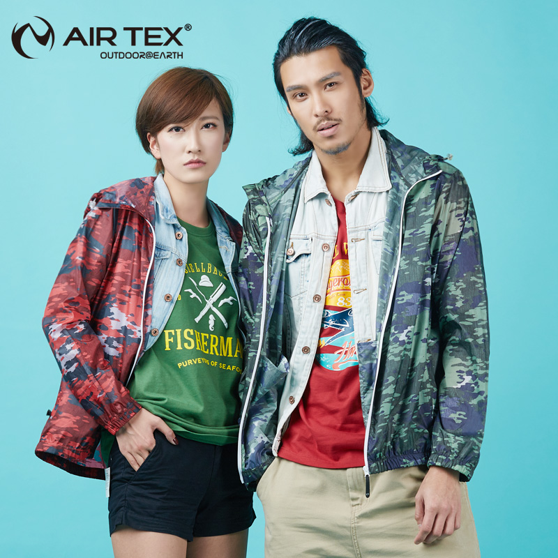 AIRTEX亞特春夏薄款面板風衣男女戶外防風情侶迷彩休閒防晒服外套