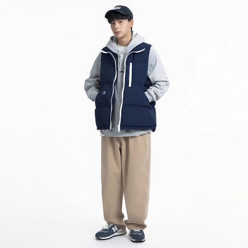 日系休闲立领加厚马甲背心男cityboy纯色保暖棉服冬 - 图1