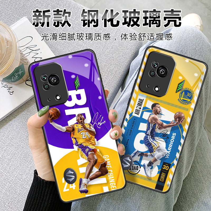 NBA科比手机壳适用小米黑鲨5库里4S乔丹3PRO詹姆斯定制努比亚红魔5G钢化玻璃保护套6-图1