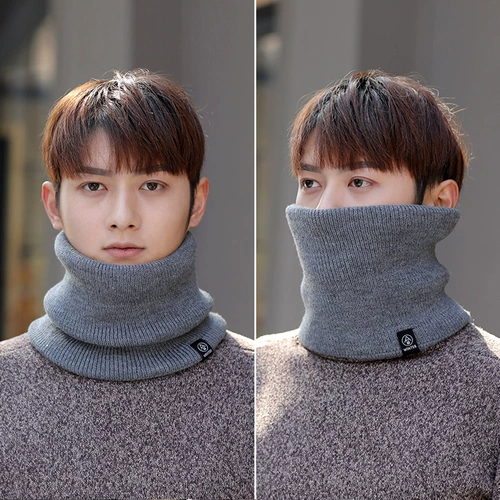 Мужской зимний утепленный шарф, удерживающий тепло шерстяной ветрозащитный шарф-платок, в корейском стиле, с защитой шеи