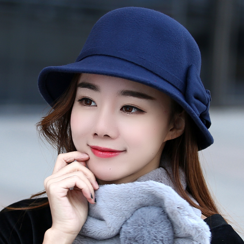 秀奴曼旗舰店帽子女春秋时尚呢帽礼帽优雅复古英伦大檐帽韩版遮阳帽盆帽圆顶2