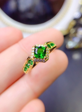 s925银饰戒指空托方形5*5mm时尚精致网红活口戒托女镶透辉石彩宝