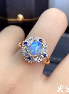 纯银拉丝豪华风欧泊碧玉戒指空托