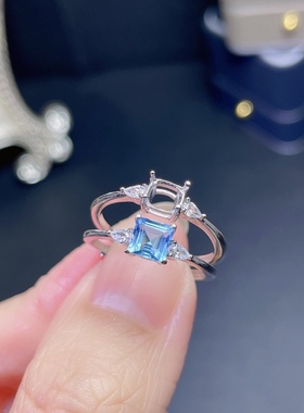 s925纯银戒指空托方形5*56*6mm