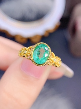 s925银戒指空托包镶蕾丝款开口戒指托女椭圆形6*8mm镶祖母绿彩宝