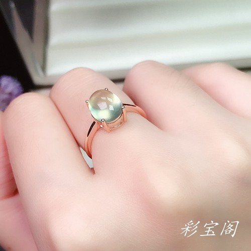 s925银戒指空托椭圆形4*6MM-17*25MM简单四爪代镶嵌蜜蜡玉石碧玉 - 图2