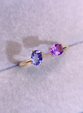 时尚百搭款椭圆4*5mm/2粒戒指空托未镶嵌s925银饰品上开口戒托