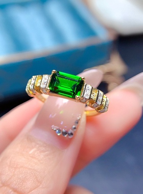 s925银饰戒指空托长方形4*6mm5*7新颖精致时尚轻奢开口戒托女