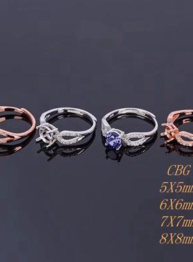 925银圆形戒指空托