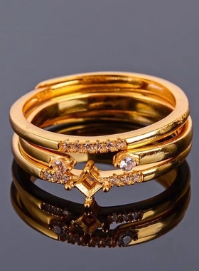 一款多戴方形祖母绿戒指空托