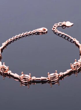 925银女手链空托5x7mm托帕石碧玺