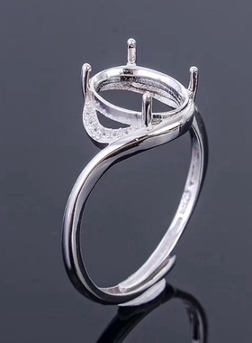 s925银女戒指空托4活圈65