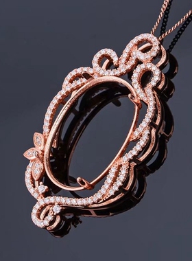 925纯银吊坠空托椭圆形16*24mm