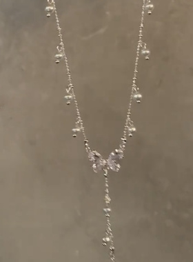 甜美风日韩气质蝴蝶流苏锁骨链项链女Y字长款时尚精致锆石配饰潮