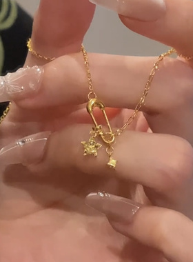 独特造型别针回形针五角星锁骨链项链女小众个性时尚孙配饰日韩