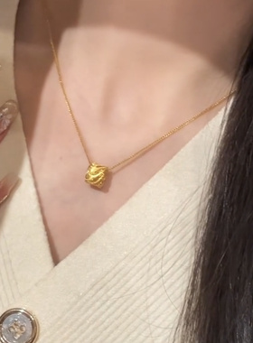 高级感金色镂空小蛮腰锁骨链项链