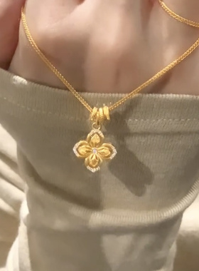 2026时尚新款设计感四叶草镶钻锁骨链项链女气质经典网红配饰潮