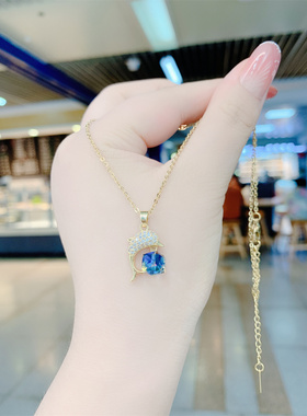 海之精灵蓝色吊坠项链感网红百搭