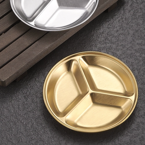 Круглый блюдо из нержавеющей стали, маленькое блюдо, золотая приправа соевая тарелка соус -тарелка, блюдо с закусочными, блюдо, сплит