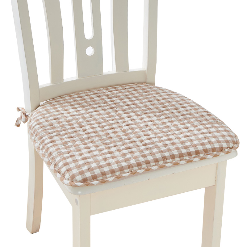 格子控家用餐椅坐垫纯棉一体可拆洗加厚防滑屁股板凳海绵茶椅子垫