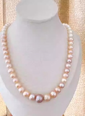 天然饰品珍珠盘珠双色珍珠项链高级设计款珍珠塔链气质锁骨链