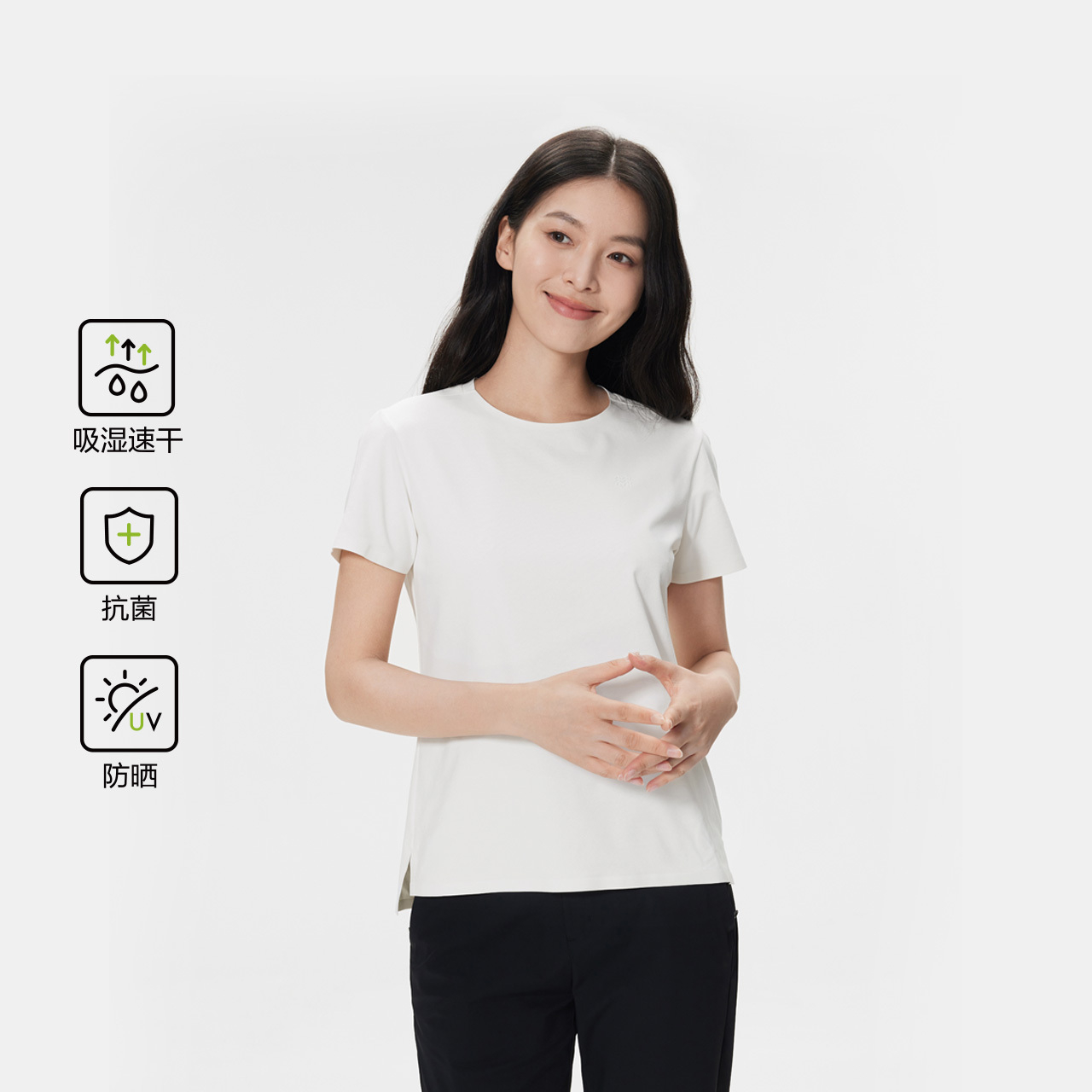 KOLON SPORT可隆短袖T恤吸湿速干防晒UPF50+抗菌女士SECO上衣 - 图0