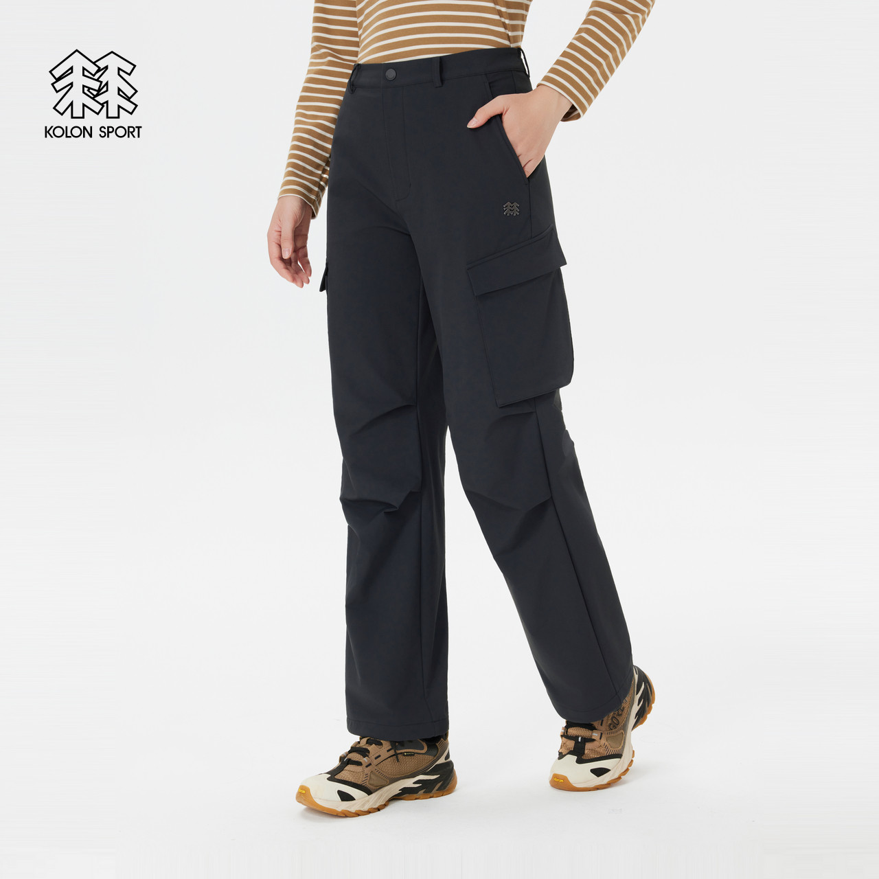 KOLON SPORT可隆软壳裤防泼水耐磨微哈伦露营女士阔腿工装裤,淘宝优惠券,粉丝福利购,淘宝优惠卷